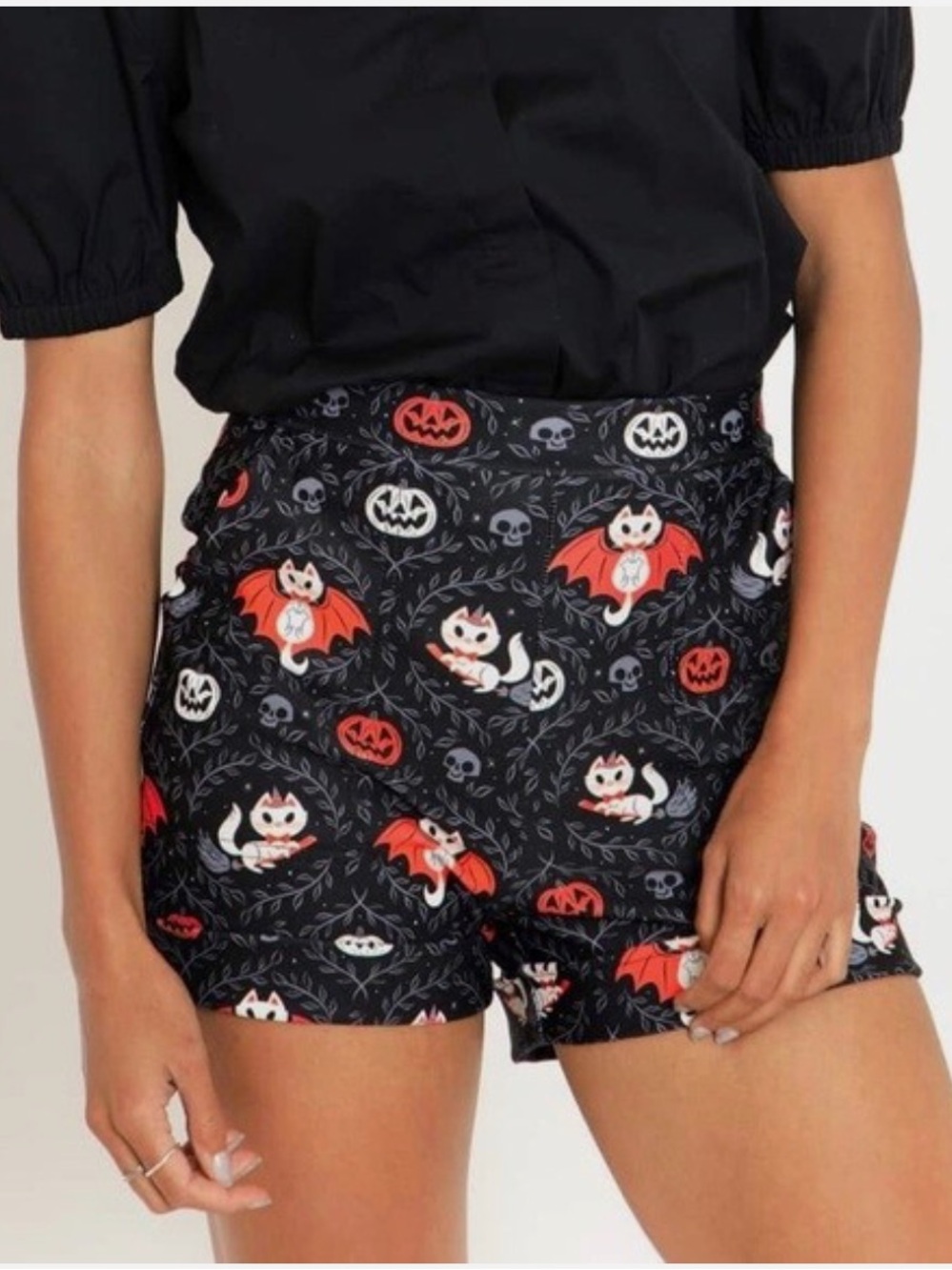 NWOT Blackmilk Feline Spooky Cuffed Shorts ~ LIMITED Size XXS